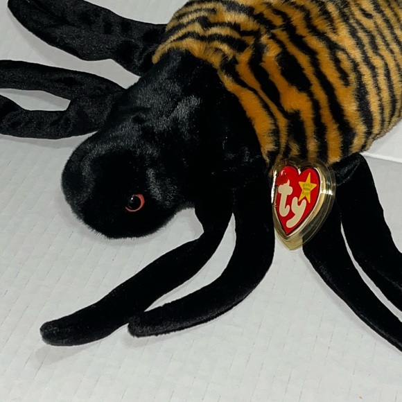 TY Original Beanie Buddy Spinner the Spider Tiger‎ Striped Body Plush - Picture 11 of 14